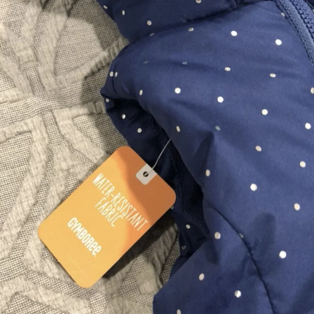 NEW Gymboree 6-12m Blue Polkadot Hooded Puffer Vest